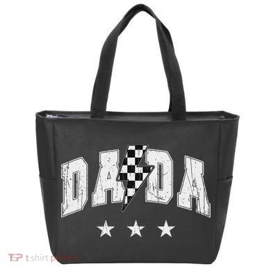 Retro Dada Lightning Bolt Checkered Father’s Day Tote Bag
