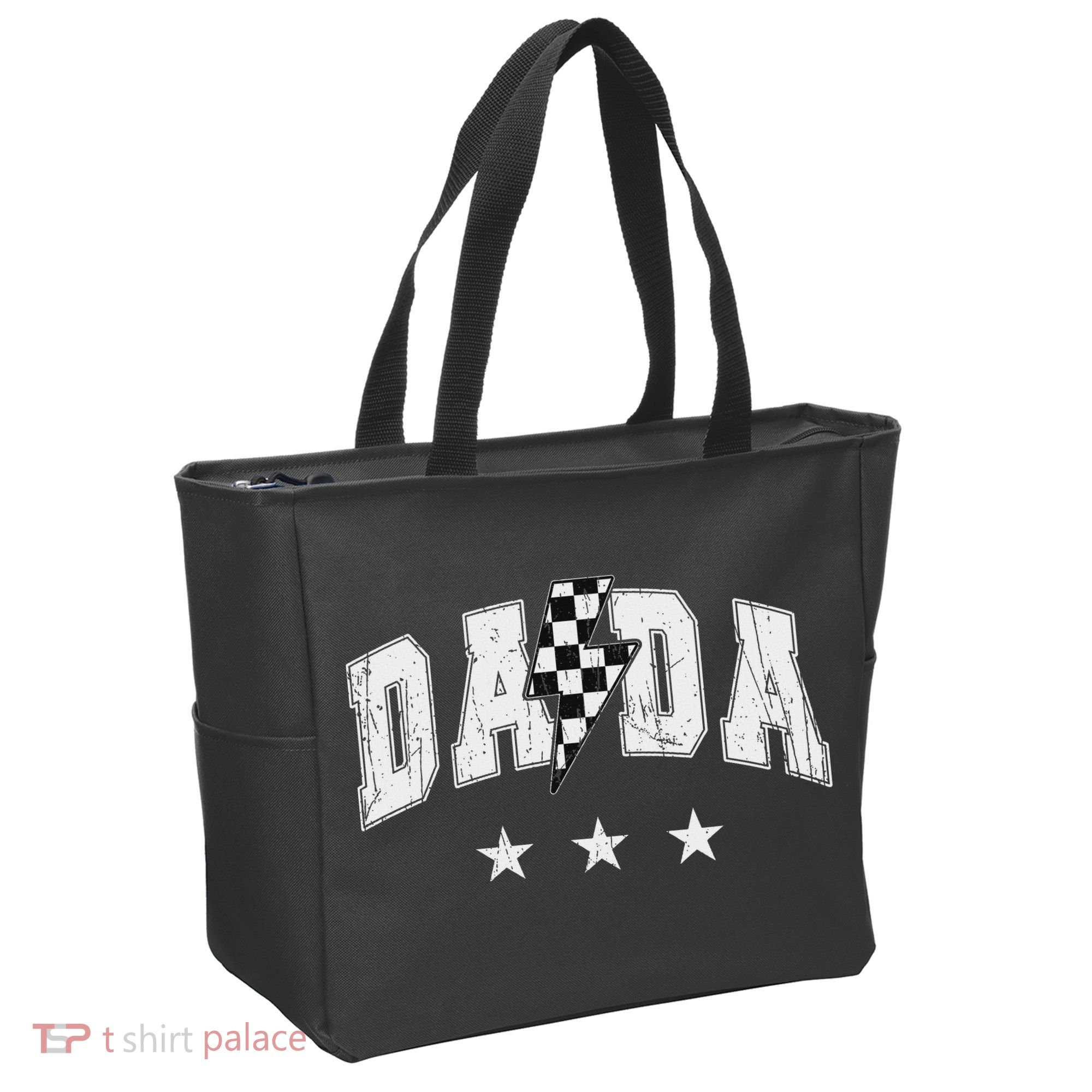 Retro Dada Lightning Bolt Checkered Father’s Day Tote Bag