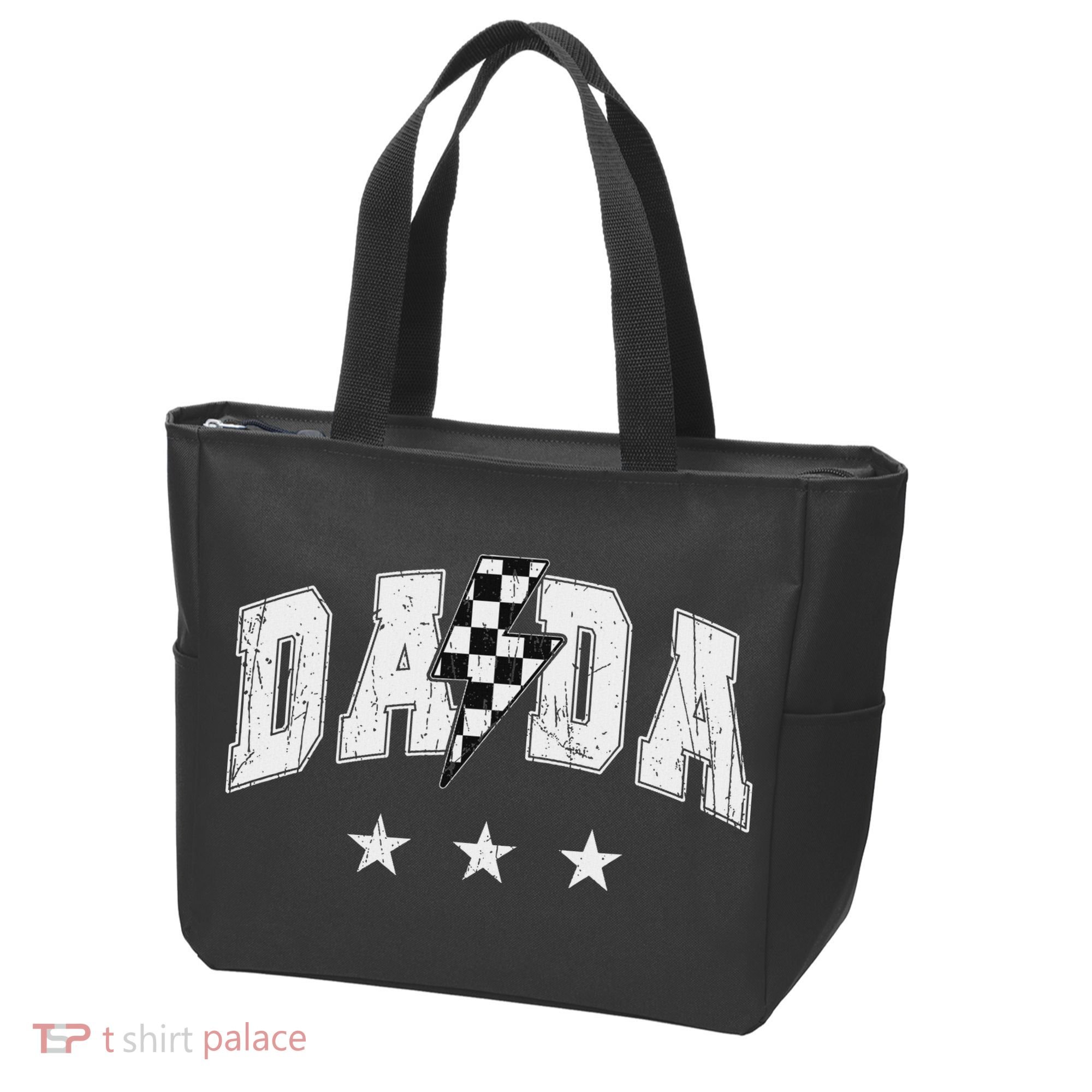 Retro Dada Lightning Bolt Checkered Father’s Day Tote Bag