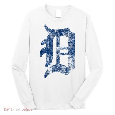 Retro Detroit Letter D Throwback Design Long Sleeve Shirt