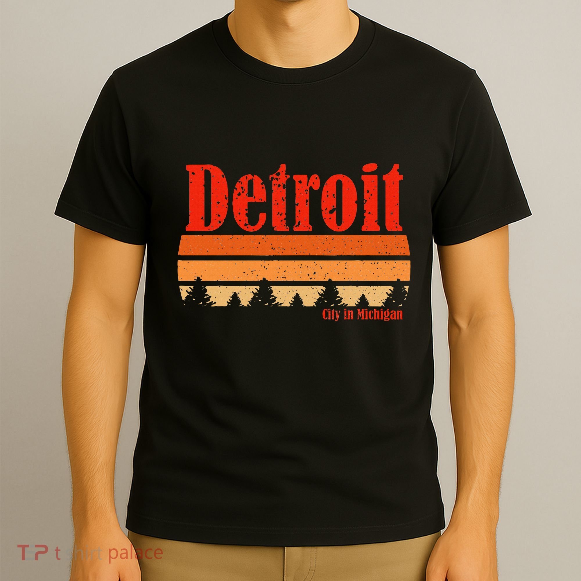 Retro Detroit Michigan Vintage Weathered Graphic T-Shirt