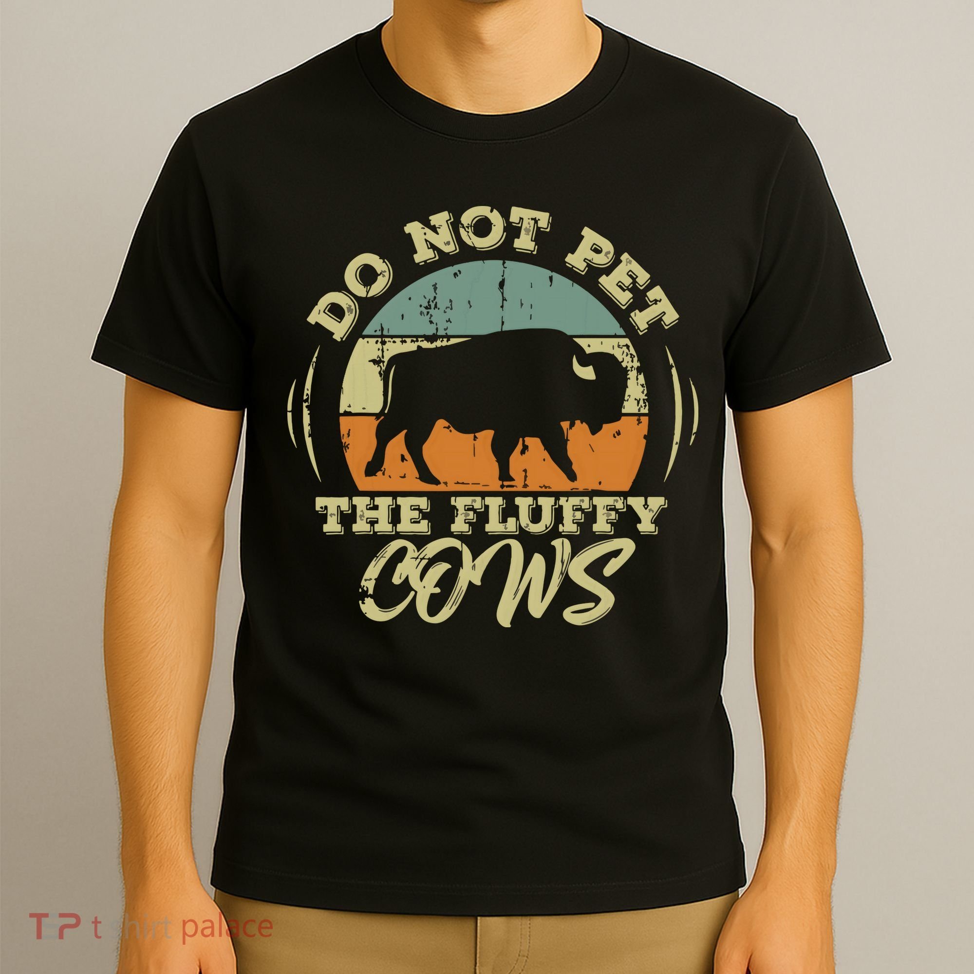 Retro Do Not Pet The Fluffy Cows Vintage Bison Buffalo T-Shirt