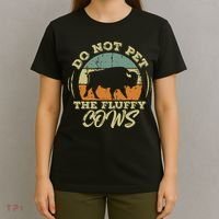 Retro Do Not Pet The Fluffy Cows Vintage Bison Buffalo T-Shirt thumb 4