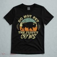 Retro Do Not Pet The Fluffy Cows Vintage Bison Buffalo T-Shirt thumb 5