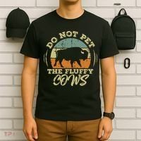 Retro Do Not Pet The Fluffy Cows Vintage Bison Buffalo T-Shirt thumb 6