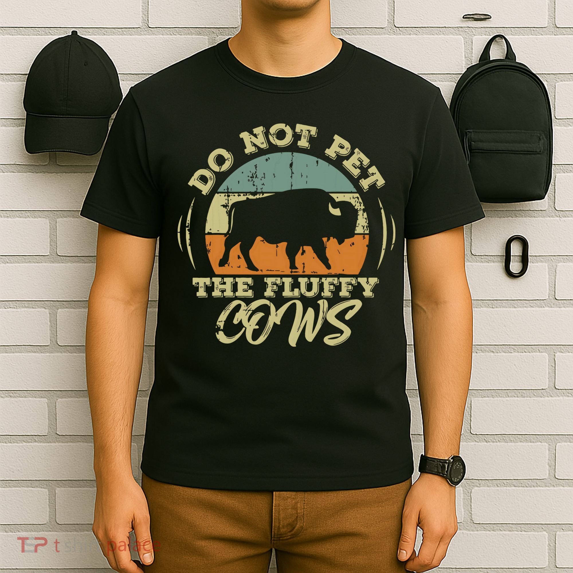 Retro Do Not Pet The Fluffy Cows Vintage Bison Buffalo T-Shirt