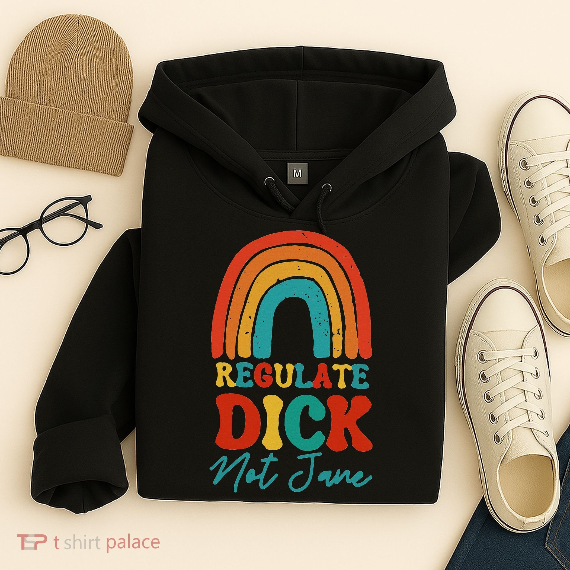 Regulate Dick Not Jane Choice Retro Rainbow Hoodie