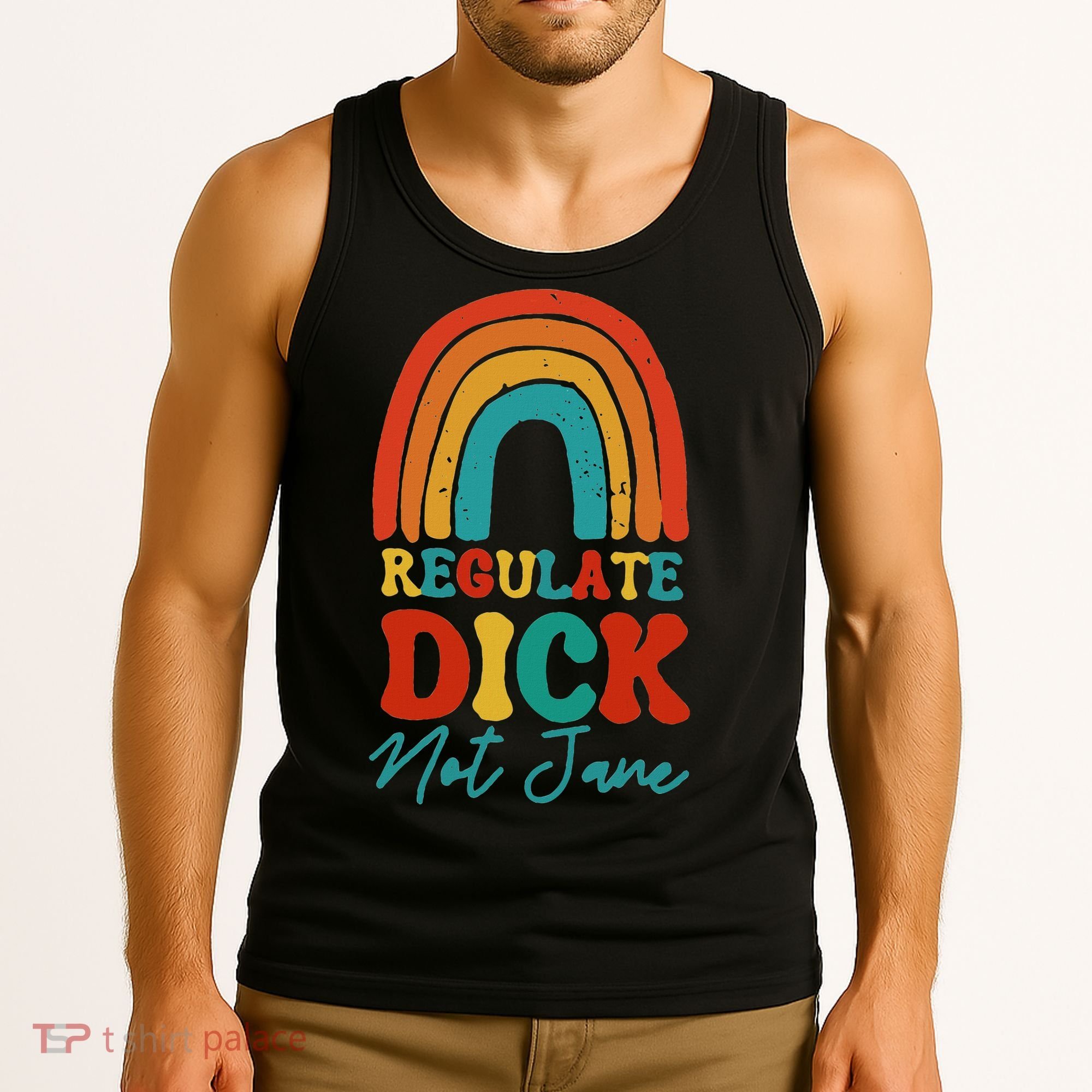 Regulate Dick Not Jane Choice Retro Rainbow Tank Top