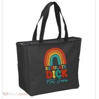 Regulate Dick Not Jane Choice Retro Rainbow Tote Bag thumb 2