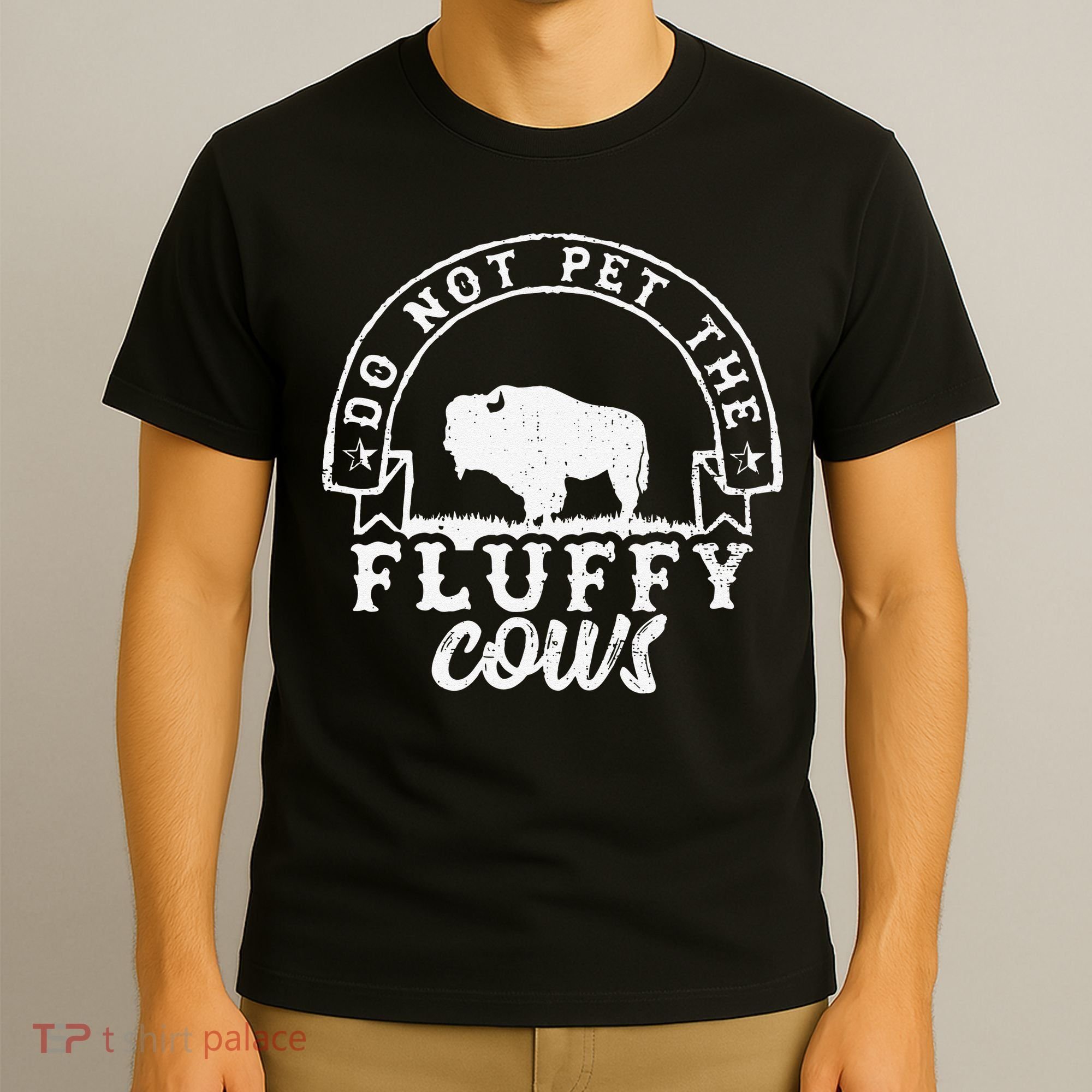 Retro Do Not Pet The Fluffy Cows Vintage Bison Buffalo T-Shirt