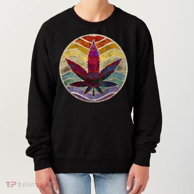 Retro Design Of Marijuana Leaf. Cannabis Weed. Women's Sweatshirt