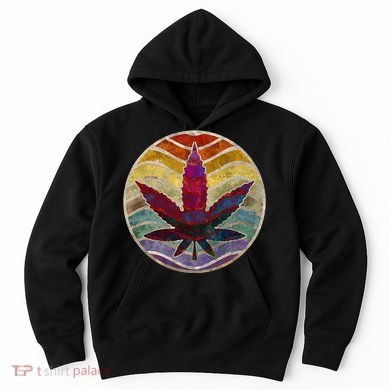 Retro Design Of Marijuana Leaf. Cannabis Weed. Hoodie