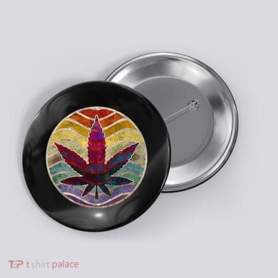 Retro Design Of Marijuana Leaf. Cannabis Weed. Button