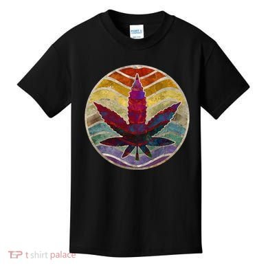 Retro Design Of Marijuana Leaf. Cannabis Weed. Kids T-Shirt
