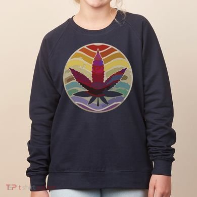 Retro Design Of Marijuana Leaf, Cannabis Weed Women's Sweatshirt