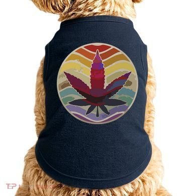 Retro Design Of Marijuana Leaf, Cannabis Weed Doggie Tank