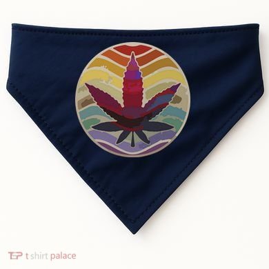 Retro Design Of Marijuana Leaf, Cannabis Weed USA-Made Doggie Bandana