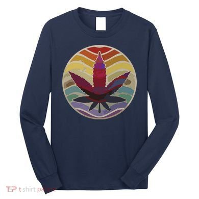 Retro Design Of Marijuana Leaf, Cannabis Weed Long Sleeve Shirt