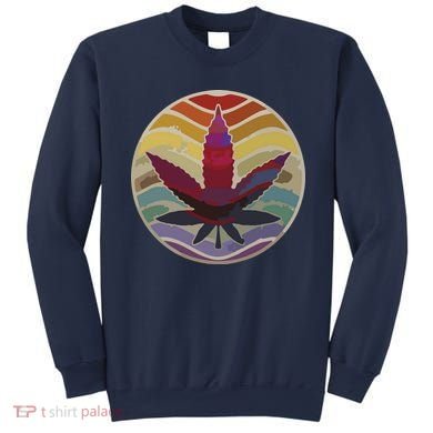 Retro Design Of Marijuana Leaf, Cannabis Weed Sweatshirt