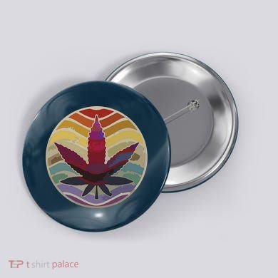 Retro Design Of Marijuana Leaf, Cannabis Weed Button