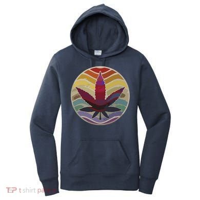 Retro Design Of Marijuana Leaf, Cannabis Weed Women's Hoodie