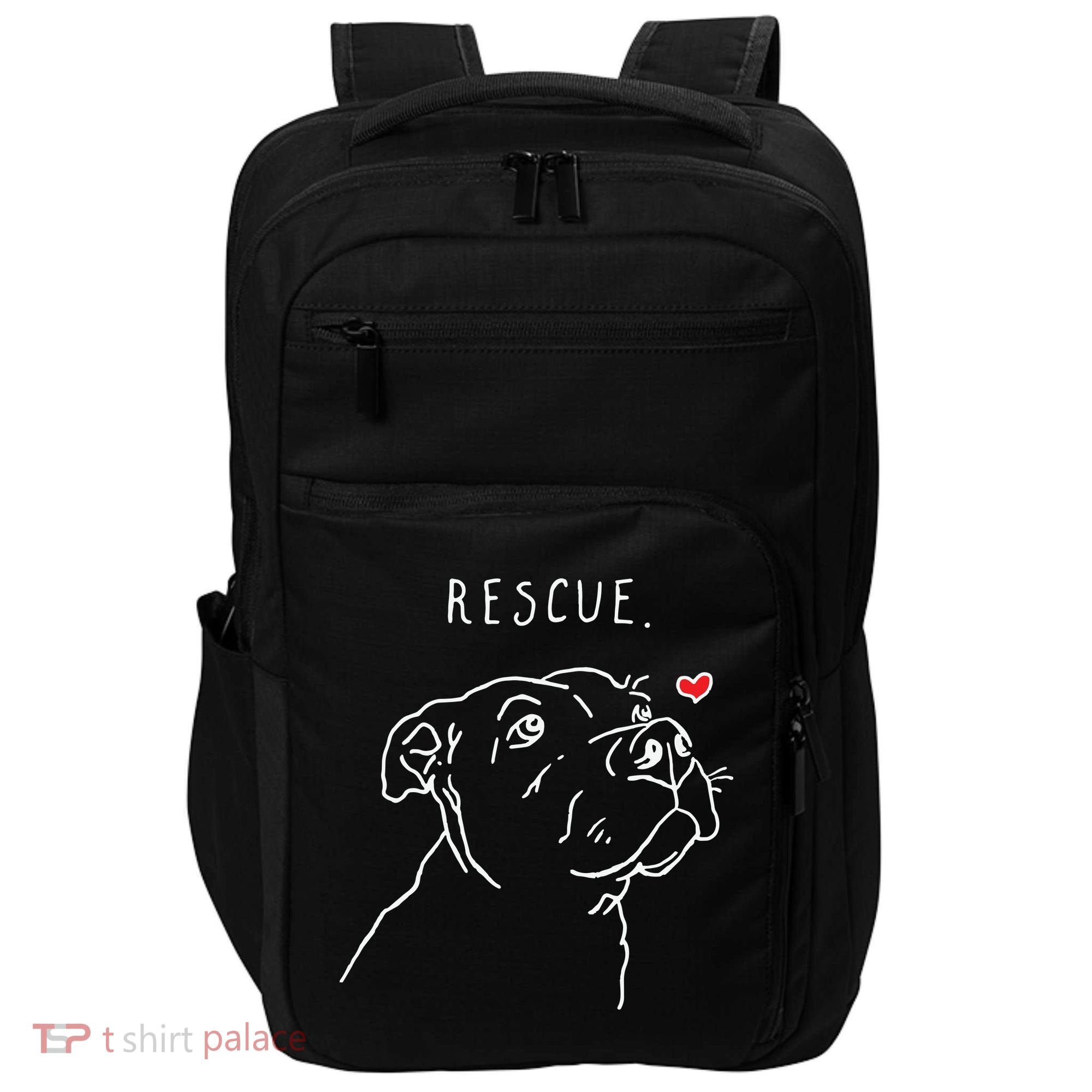Rescue Dog Pitbull Drawing Rescue Mom Impact Tech Backpack