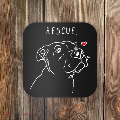 Rescue Dog Pitbull Drawing Rescue Mom Coaster