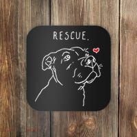Rescue Dog Pitbull Drawing Rescue Mom Coaster thumb 0
