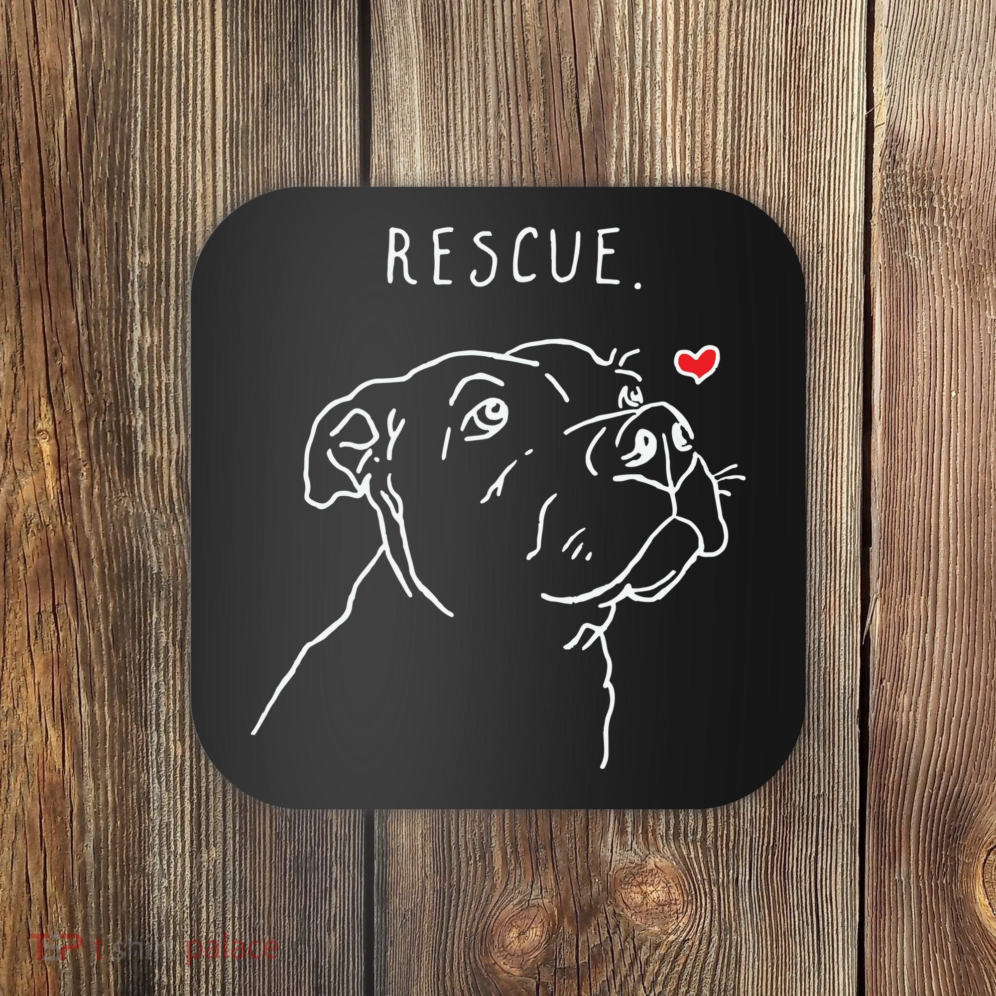 Rescue Dog Pitbull Drawing Rescue Mom Coaster