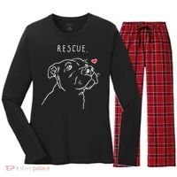 Rescue Dog Pitbull Drawing Rescue Mom Women's Long Sleeve Flannel Pajama Set  thumb 0