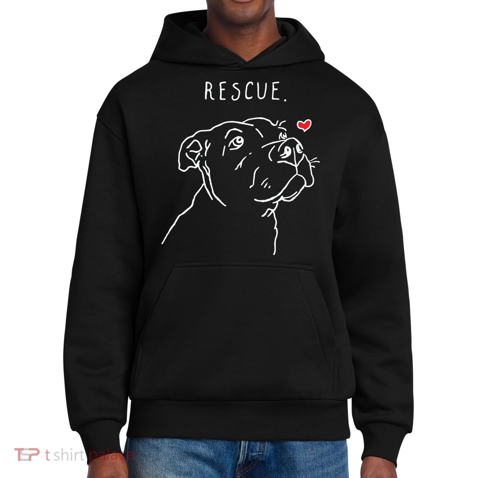 Rescue Dog Pitbull Drawing Rescue Mom District V.I.T. Heavyweight Hoodie