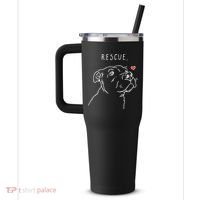 Rescue Dog Pitbull Drawing Rescue Mom 40oz Vacuum Insulated Stainless Steel Travel Tumbler thumb 2