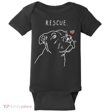 Rescue Dog Pitbull Drawing Rescue Mom Baby Bodysuit