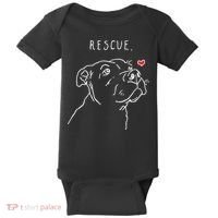 Rescue Dog Pitbull Drawing Rescue Mom Baby Bodysuit thumb 0