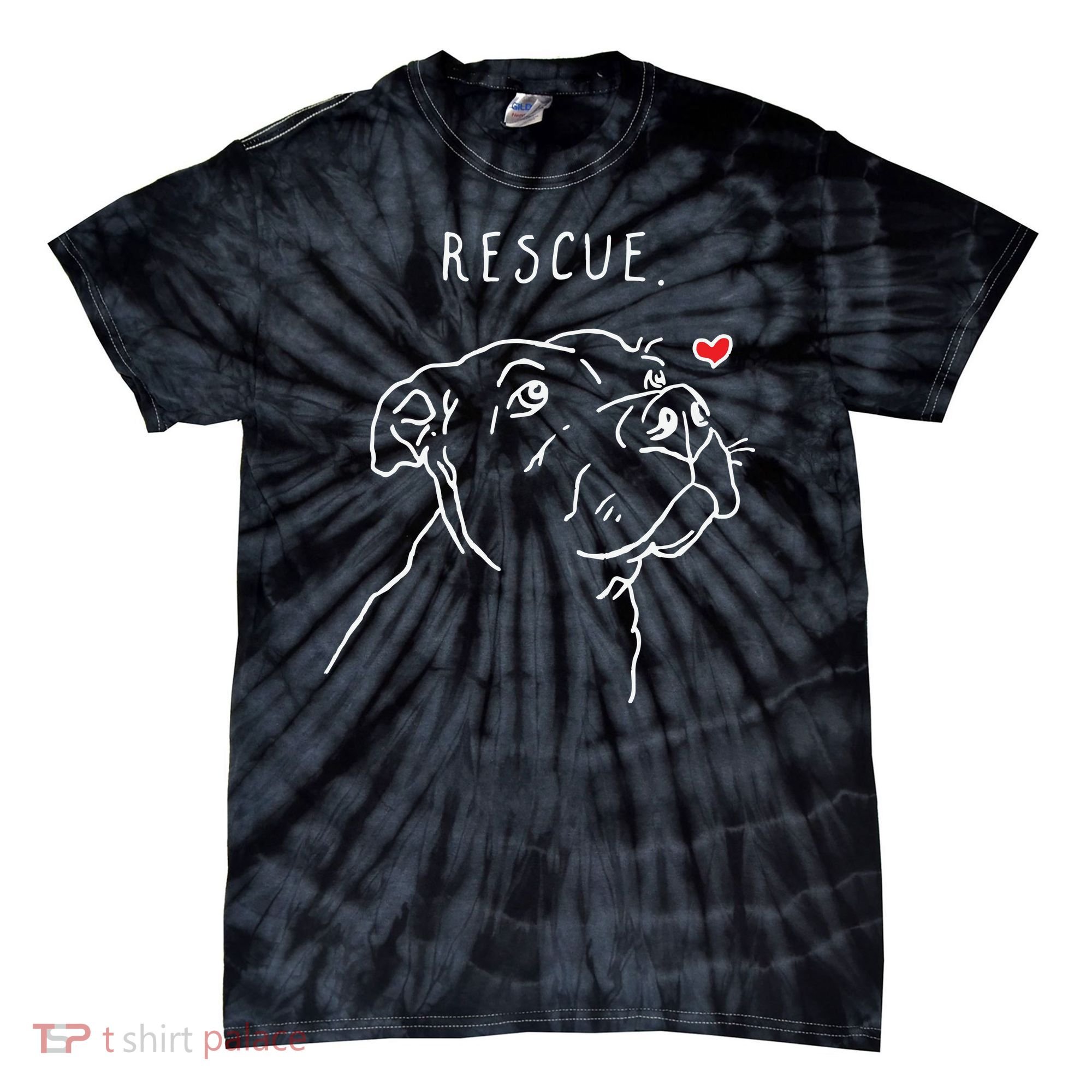 Rescue Dog Pitbull Drawing Rescue Mom Tie-Dye T-Shirt