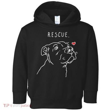 Rescue Dog Pitbull Drawing Rescue Mom Toddler Hoodie