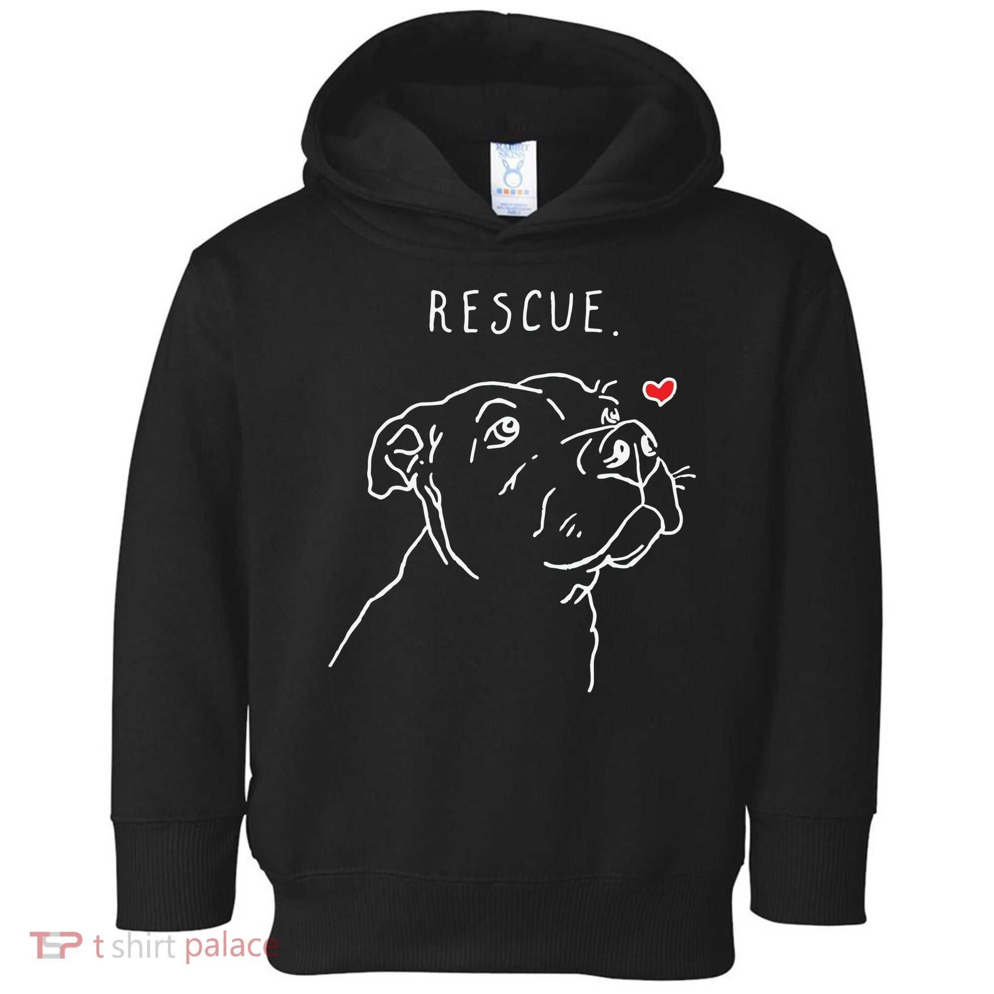 Rescue Dog Pitbull Drawing Rescue Mom Toddler Hoodie