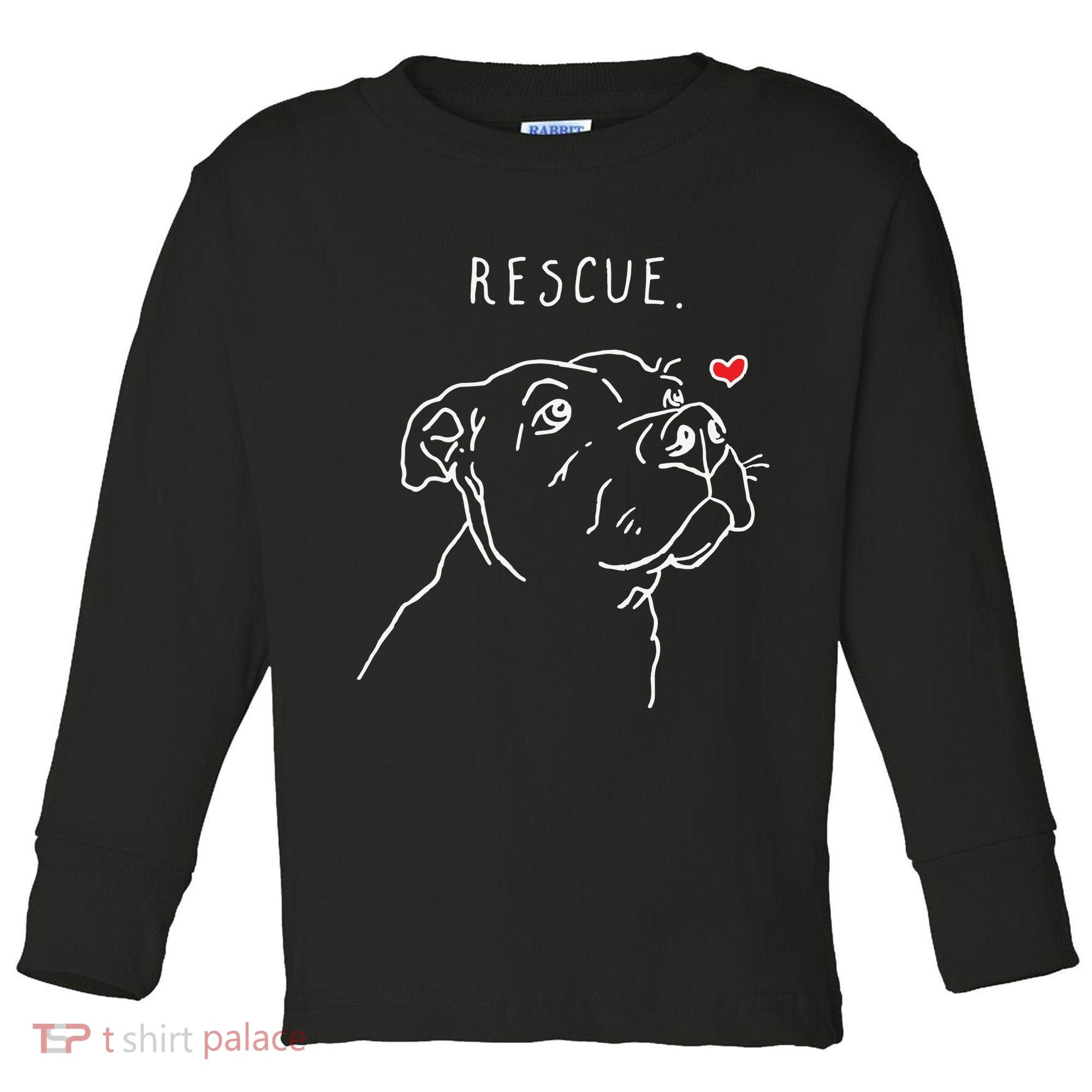 Rescue Dog Pitbull Drawing Rescue Mom Toddler Long Sleeve Shirt