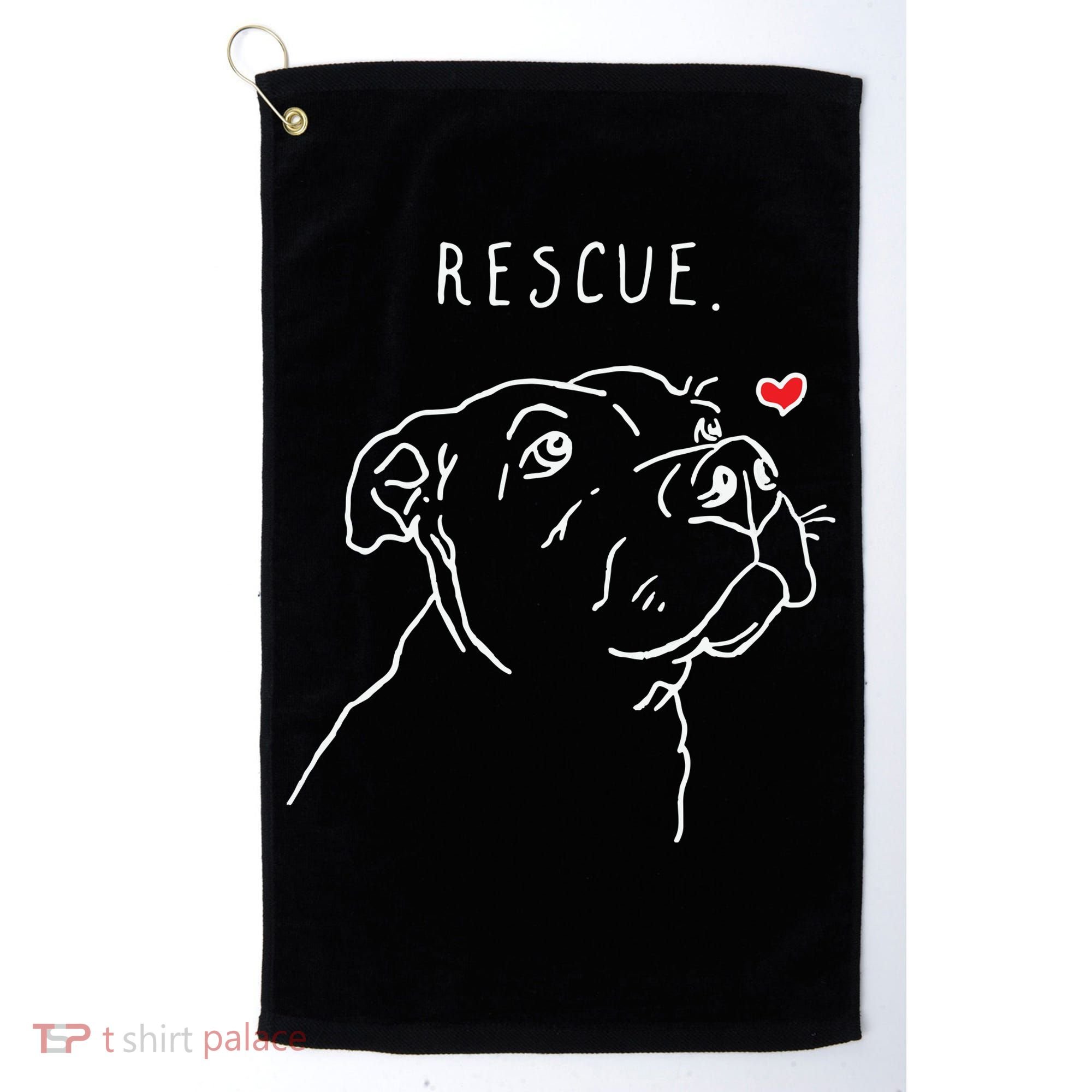 Rescue Dog Pitbull Drawing Rescue Mom Golf Towel