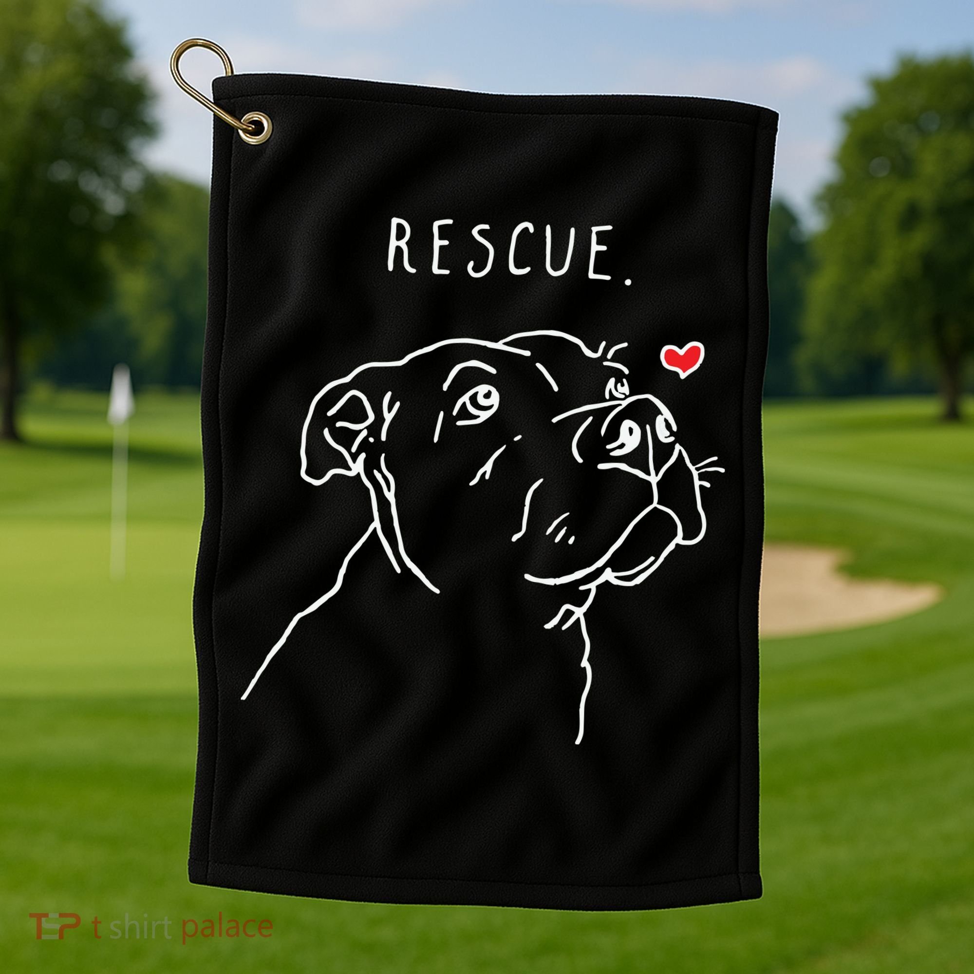 Rescue Dog Pitbull Drawing Rescue Mom Golf Towel