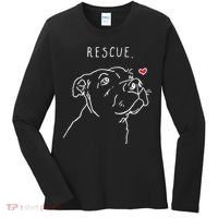 Rescue Dog Pitbull Drawing Rescue Mom Women's Long Sleeve Shirt thumb 0