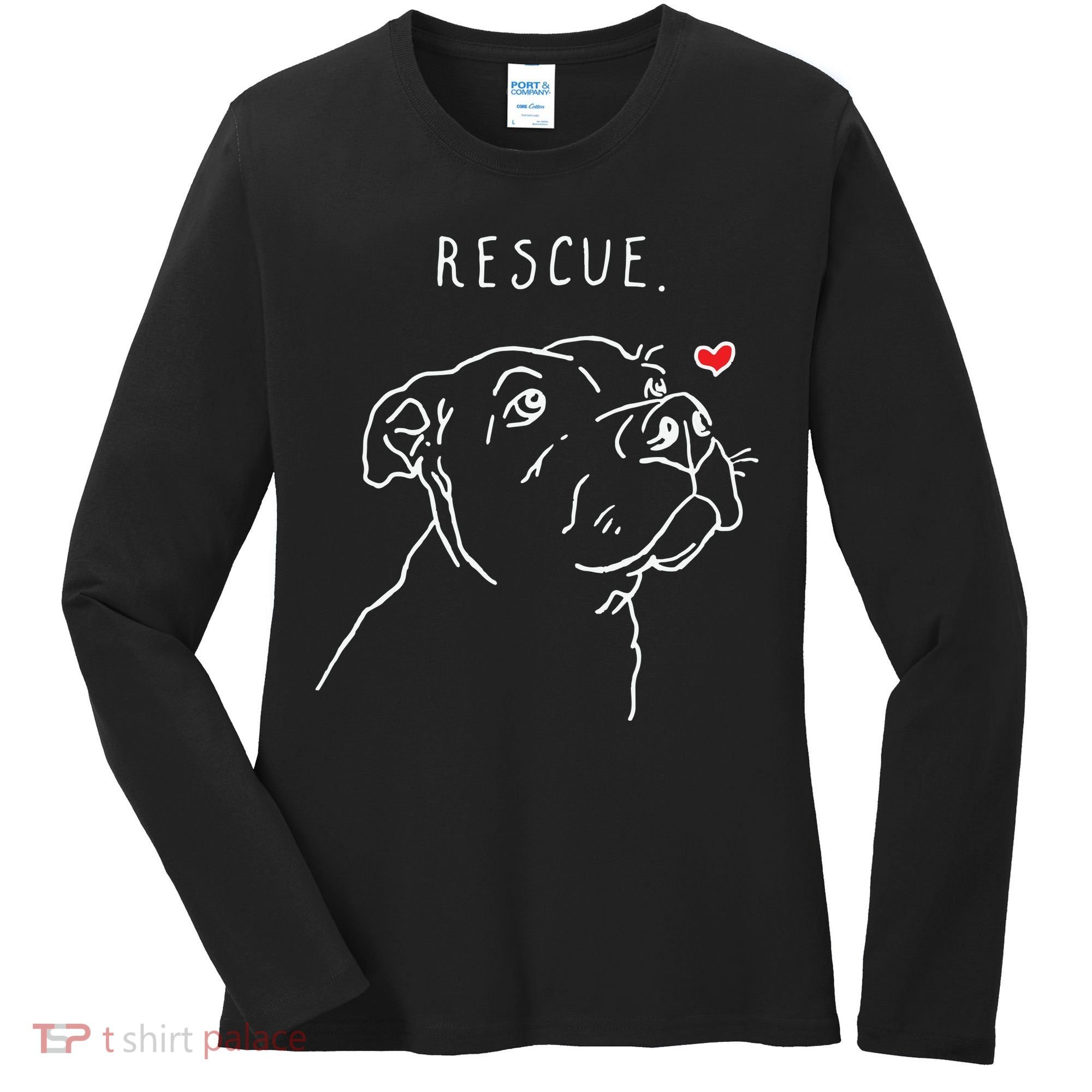 Rescue Dog Pitbull Drawing Rescue Mom Women's Long Sleeve Shirt