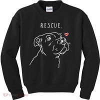 Rescue Dog Pitbull Drawing Rescue Mom Kids Sweatshirt thumb 0