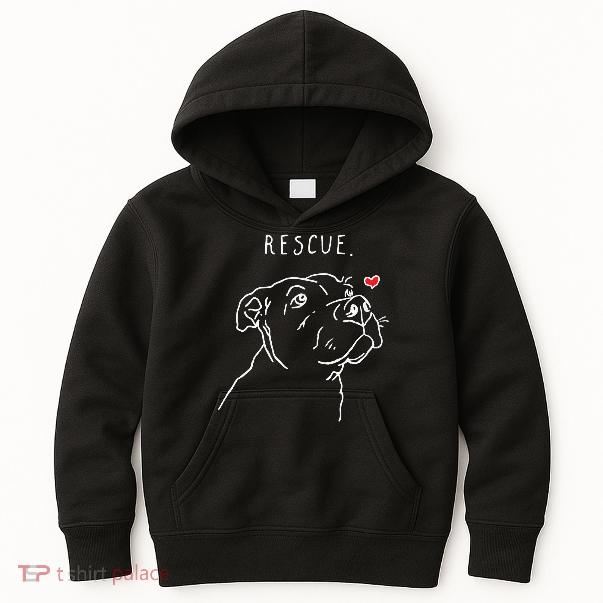 Rescue Dog Pitbull Drawing Rescue Mom Kids Hoodie