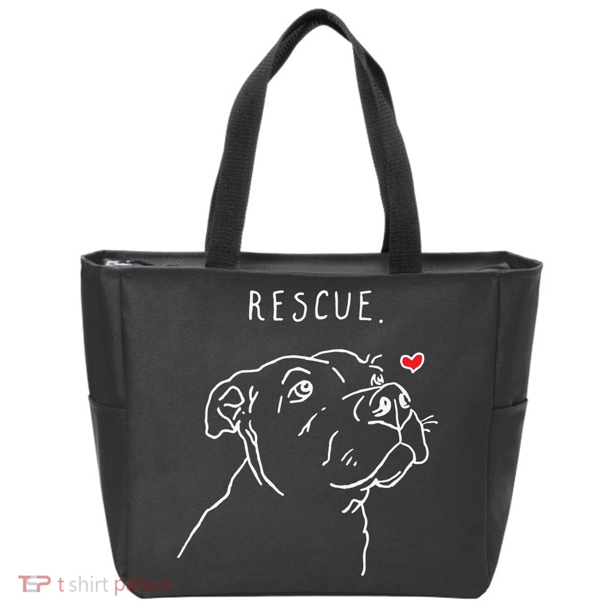Rescue Dog Pitbull Drawing Rescue Mom Tote Bag