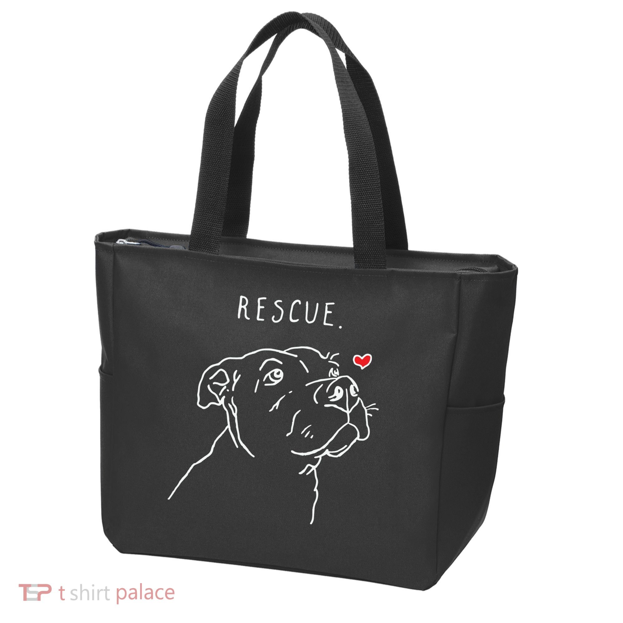 Rescue Dog Pitbull Drawing Rescue Mom Tote Bag