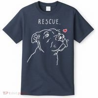 Rescue Dog Pitbull Drawing Rescue Mom T-Shirt thumb 0