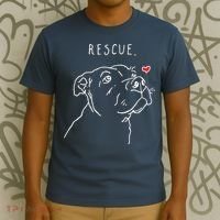 Rescue Dog Pitbull Drawing Rescue Mom T-Shirt thumb 3