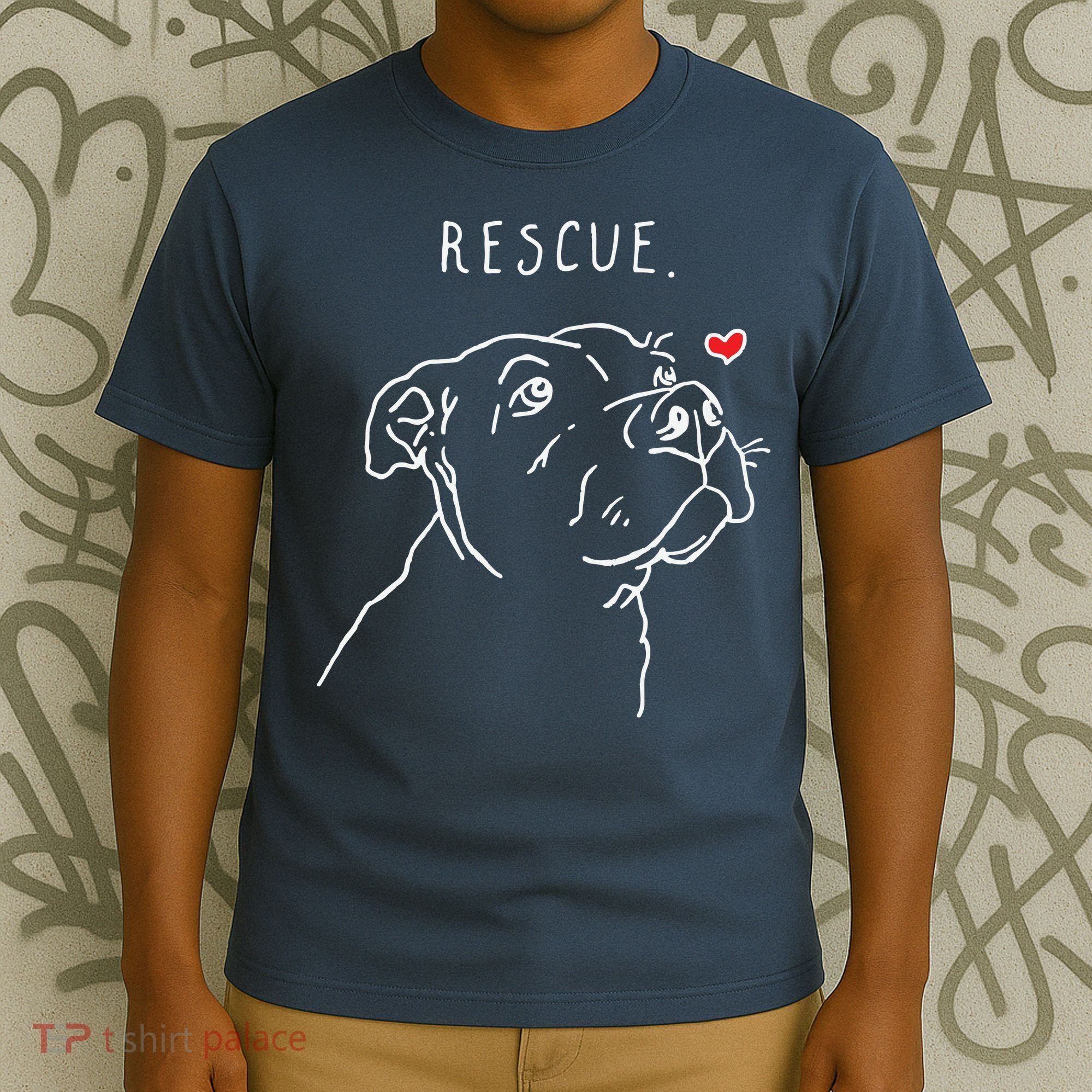 Rescue Dog Pitbull Drawing Rescue Mom T-Shirt
