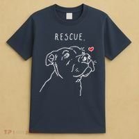 Rescue Dog Pitbull Drawing Rescue Mom T-Shirt thumb 4